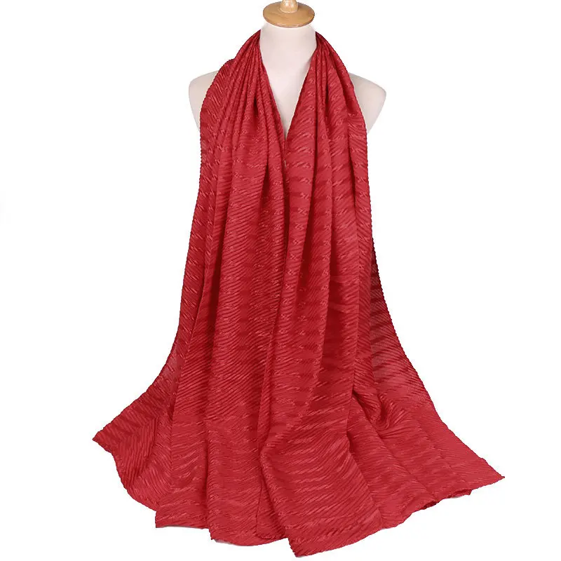 1 шт. Модный хлопковый хиджаб шарф простой плиссированный мусульманские платки