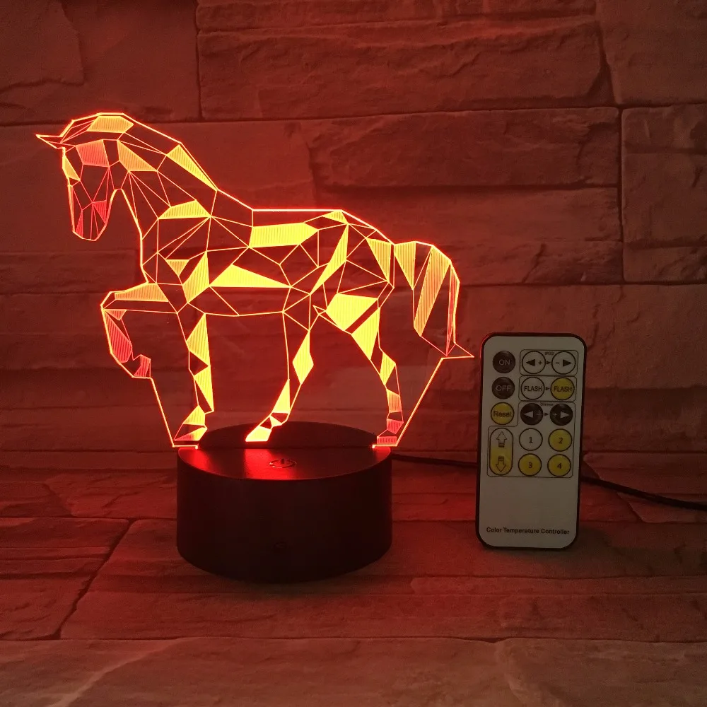 

Remote Or Touch Switch Acrylic 3D Stereo Vision Lamp Horse Interior Decorative Lamp 7 Color Change Touch Bedroom Bedside Lamp