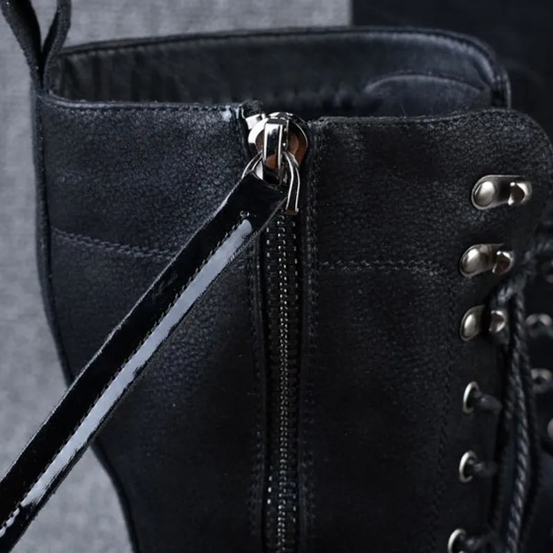 Модные трендовые ботинки до середины икры на шнуровке Мужские повседневные