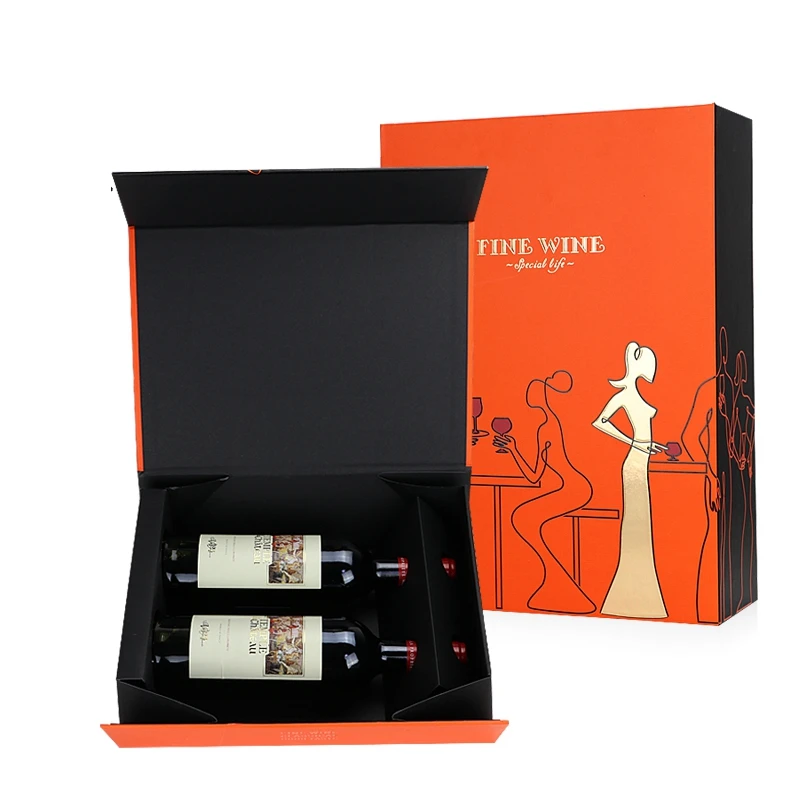 

Red Wine Packing Cardboard Paper Box With Magnet Lid Wine Gift Box
