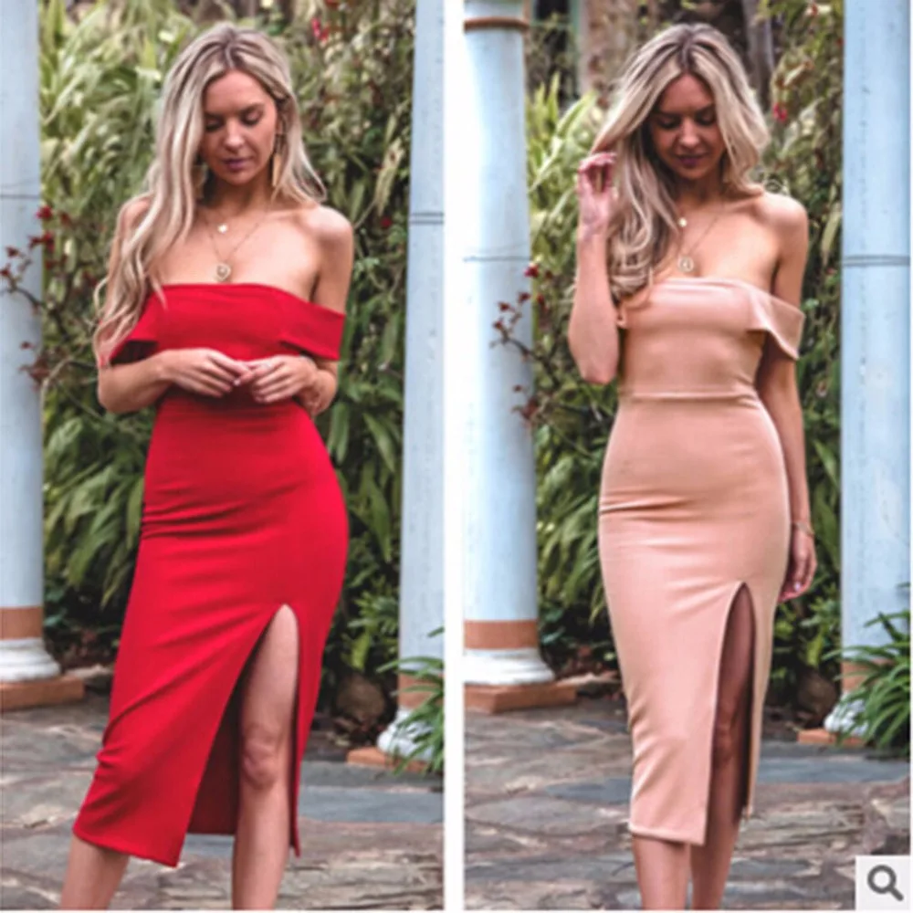 Модное сексуальное женское платье обернутое на грудь с открытыми плечами 2020