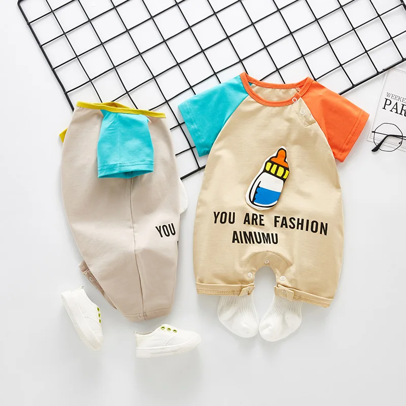 Летние ползунки для малыша Одежда новорожденных тонкий комбинезон с короткими