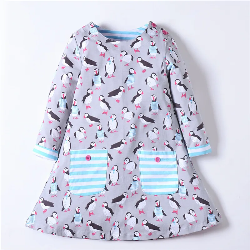 Одежда для маленьких девочек от 3 до 12 лет хлопковые детские платья с принтом птиц