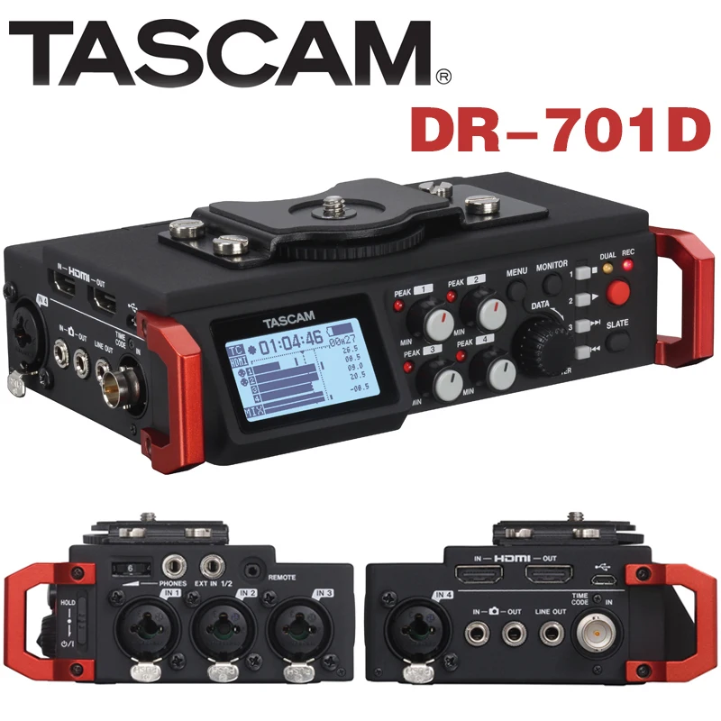 Tascam DR 701D линейный PCM рекордер/Миксер для цифровой зеркальной камеры SMPTE Timecode
