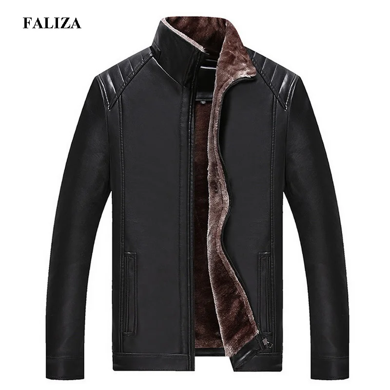 FALIZA зимняя мужская кожаная куртка с мехом пальто брендовая Высококачественная