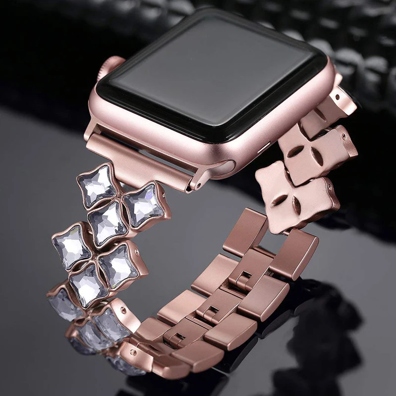 38 мм 42 мм 40 мм 44 мм женские ювелирные полосы для Apple Watch ремешок из нержавеющей стали с бриллиантами для iWatchbracelet серии 4 3 2 1