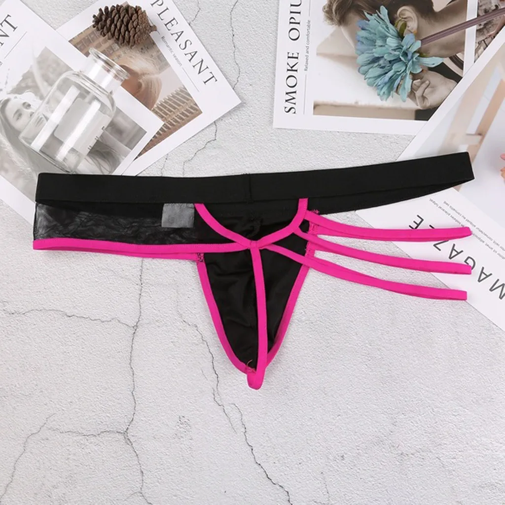 Стринги мужские с открытой спиной пикантное нижнее белье вырезами сетчатые