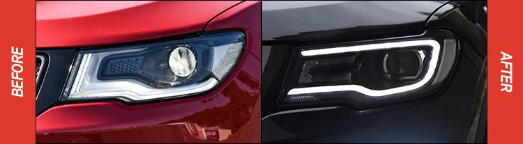 AKD тюнинг Автомобильные фары для Jeep Compass светодиодные фары DRL ходовые огни Биксеноновые Противотуманные фары ангельские глазки авто уровень