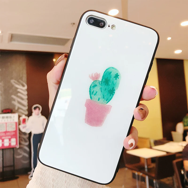 Стеклянный чехол-накладка Cactus для iPhone 8 plus + Переднее закаленное стекло 6 6S чехол