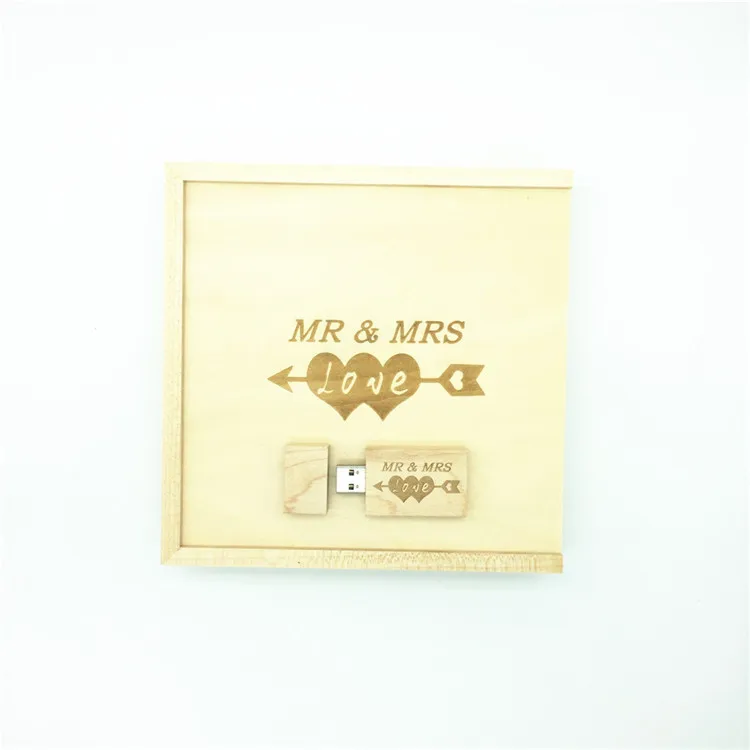 Один фотоальбом с бесплатным логотипом из орехового дерева USB + коробка