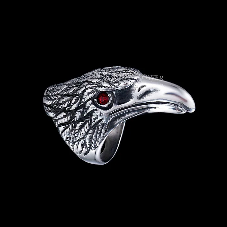 Мужские кольца из нержавеющей стали Eleple Hawk в стиле панк с красным цирконием