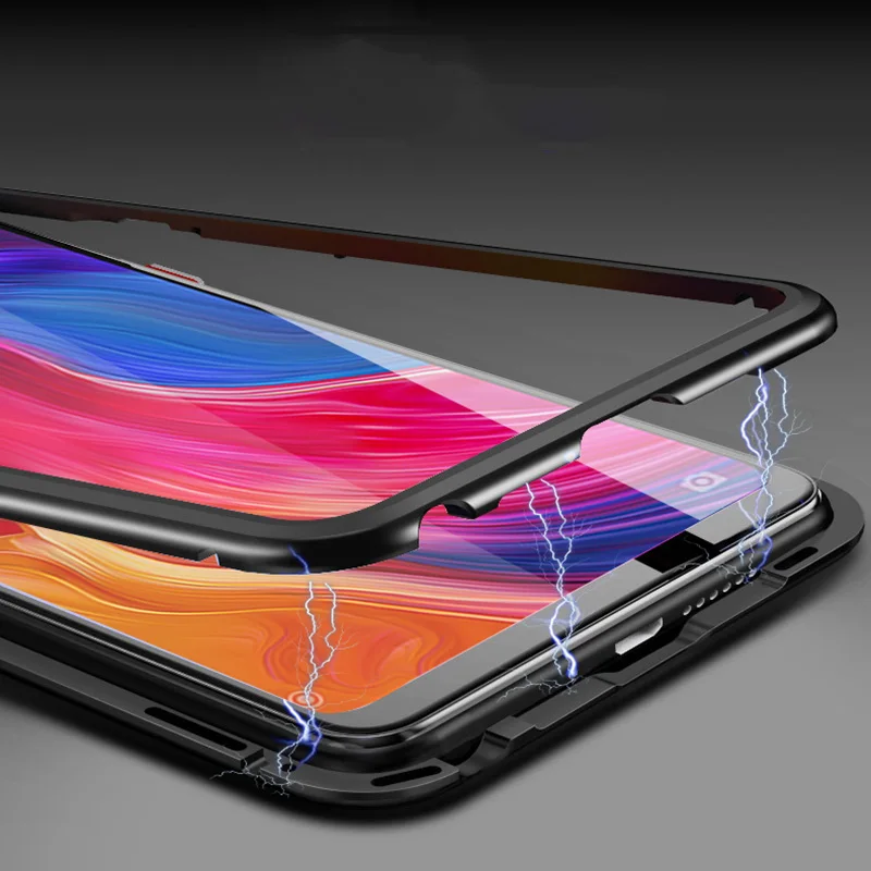 Магнитный чехол для Xiaomi Mi 9 металлический алюминиевый корпус Задняя стеклянная