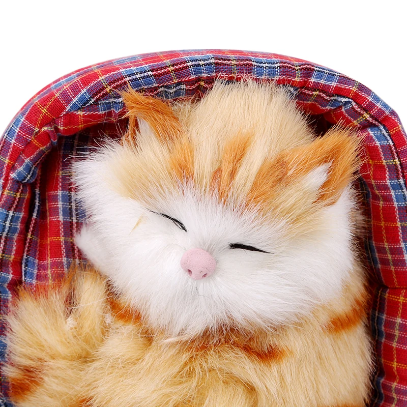 Детский любимый подарок на день рождения и Рождество Kawaii Имитационные, издающие звук спящие кошки плюшевые игрушки с гнездом