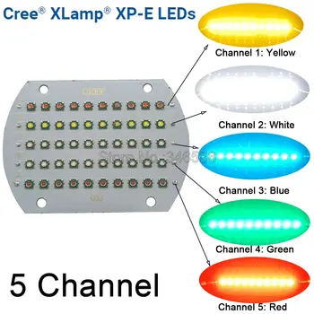 Cree XPE XP-E 50Leds 5 Channel Mixed Color Yellow White Blue Green Red Multichip DIY Plant Grow Light Copper PCB