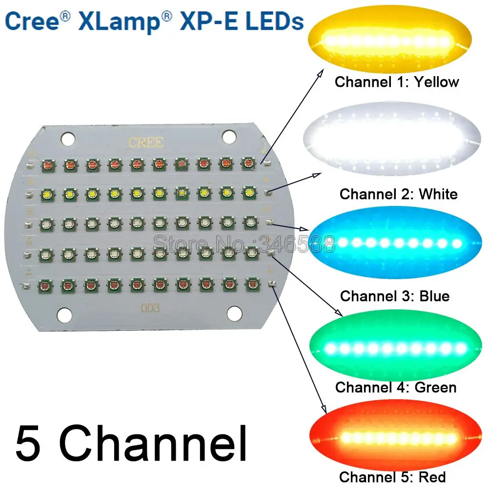 Cree XPE XP E 50 светодиодов 5 каналов смешанные цвета желтый белый синий зеленый