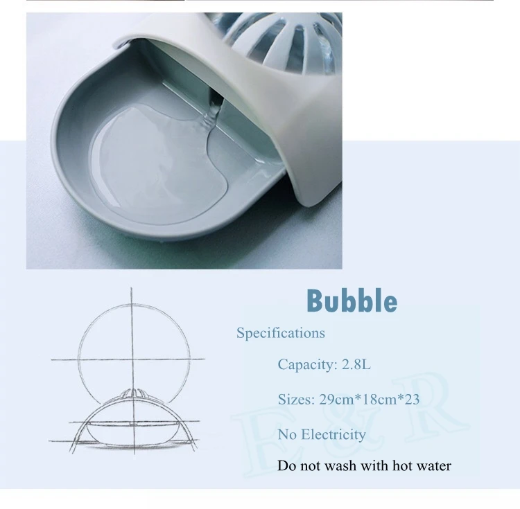 Bubble Автоматическая миска для воды для кошек, фонтан для домашних животных, диспенсер для воды, большая миска для питья кошек, 2.8л, без электричества