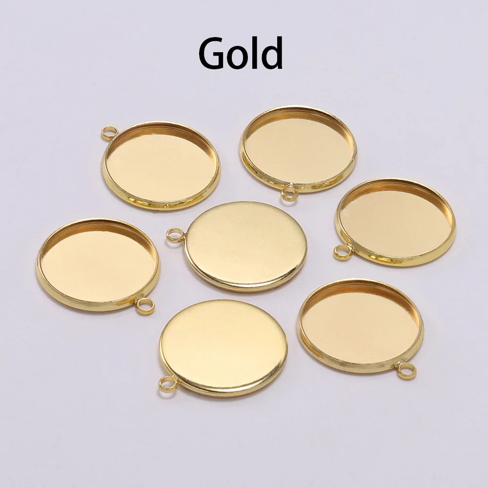 Gold 20 шт 10 12 14 16 18 20 25 мм лотки База Установка Камея заготовки под кабошон подвески Fit Кулон ожерелье принадлежности для браслетов для ювелирных изделий - Цвет: Gold