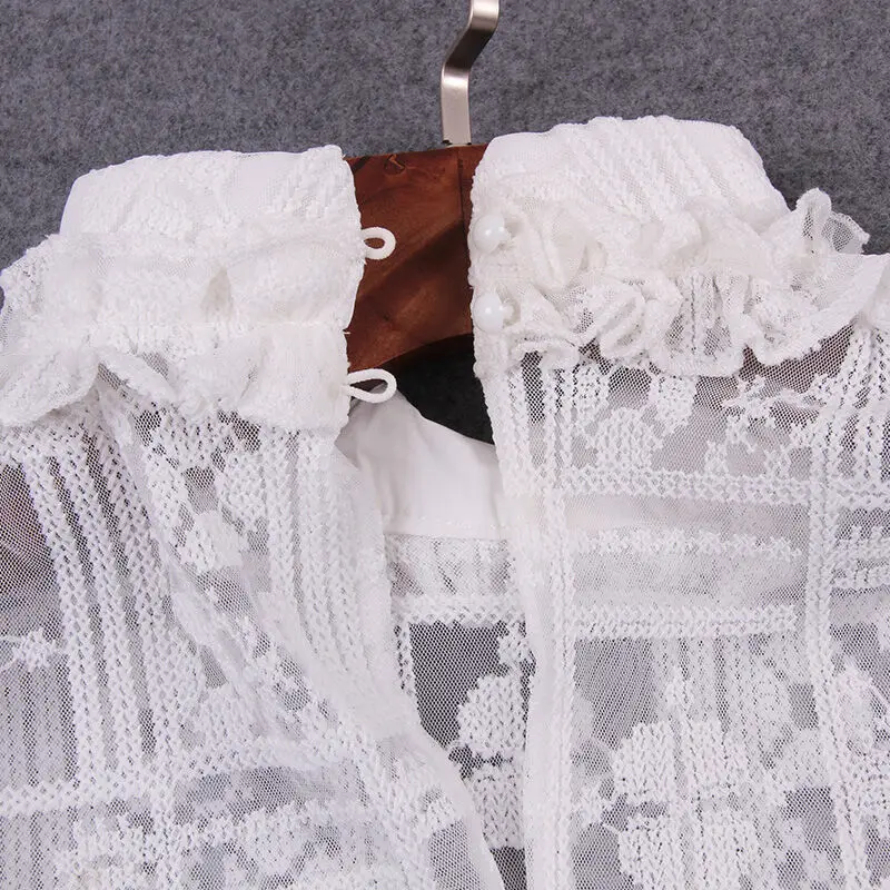 Рубашка с фальшивым воротником женская блузка вышивкой съемный кружевной