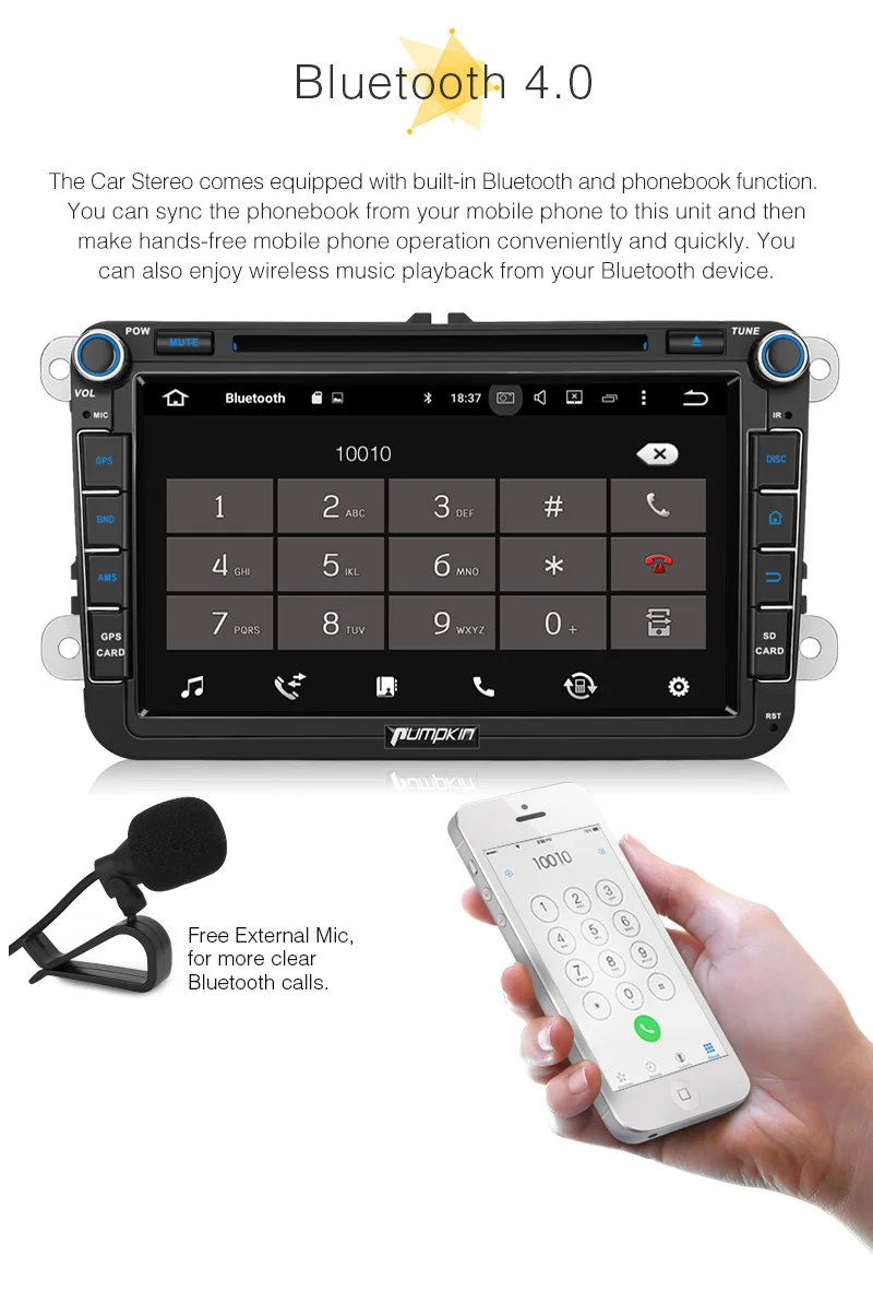 Pumpkin 2 Din 8 ''Android 8,0 автомобильный dvd-плеер gps навигация для VW/Skoda/Seat/Golf автомобиль радио стерео 4 Гб ram Wifi 4G DAB+ головное устройство