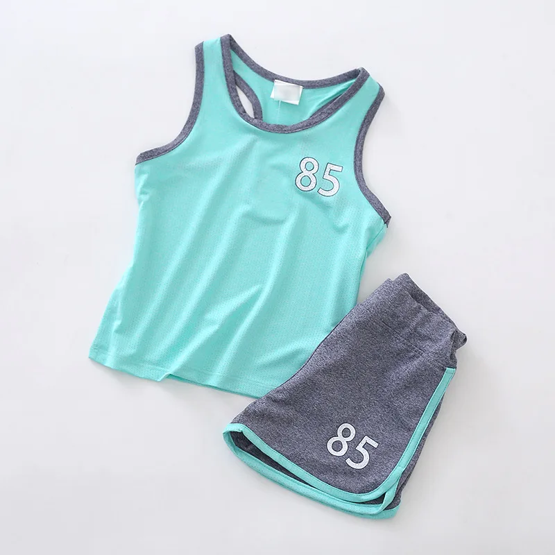 2019 Summer New Children Sets Quick Dry Clothes Baby Boy Girl Mesh Sleeves Vest Pants Sports Set | Детская одежда и обувь