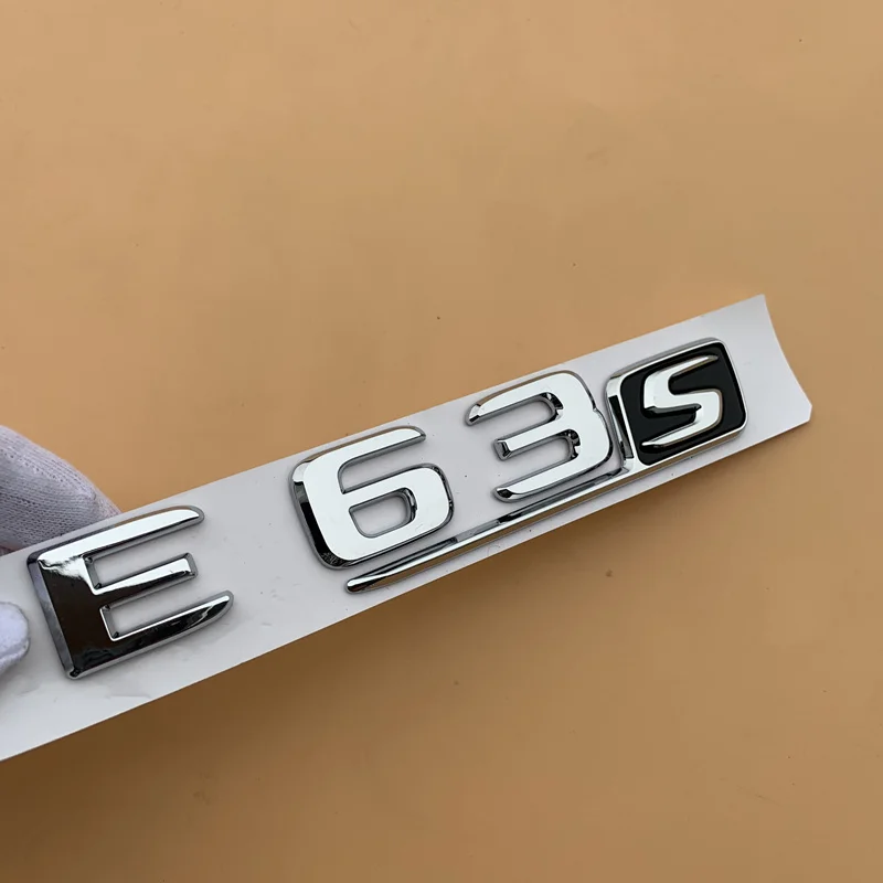 Chrome Letter Number Emblem for Mercedes Benz AMG C43 C63 C63S E43 E53 E63S S65L V12 V8 BITURBO 4MATIC+ Car Trunk Fender Sticker - Цвет: E63S