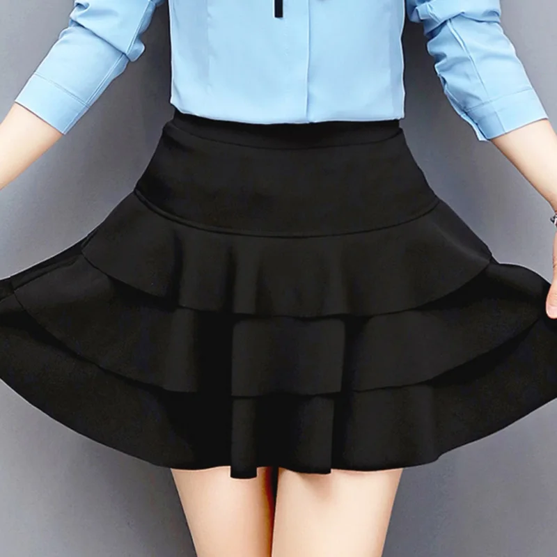 Трапециевидная Стильная черная юбка для девочек большие размеры S 3XL модная