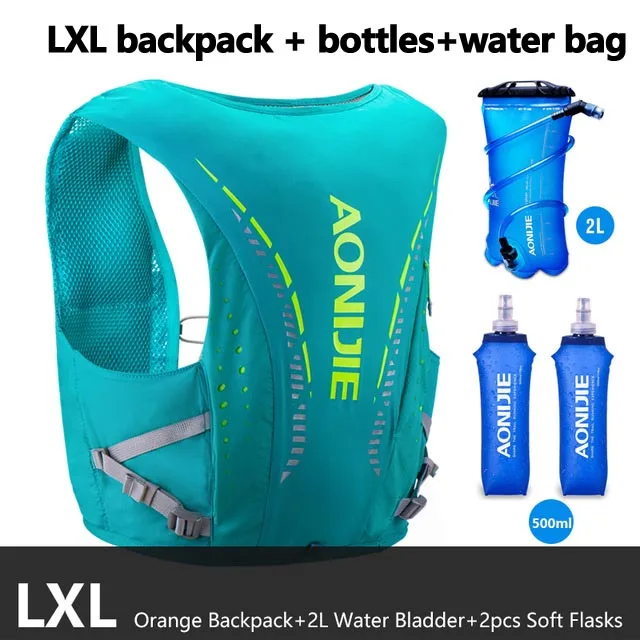 LXL all in-green AONIJIE 10L Кожаный Рюкзак гидратация пакет рюкзак сумка Жилет Жгут водный Пузырь Пешие прогулки Кемпинг бег марафон гонки C942 - Цвет: LXL all in-green
