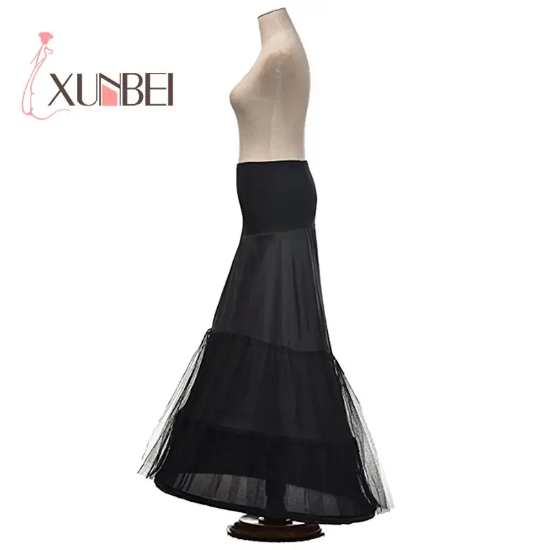 

Black White 2 Hoops Mermaid Wedding Petticoats Tulle Underskirt Crinoline Long Bridal Petticoats Wedding Accessories