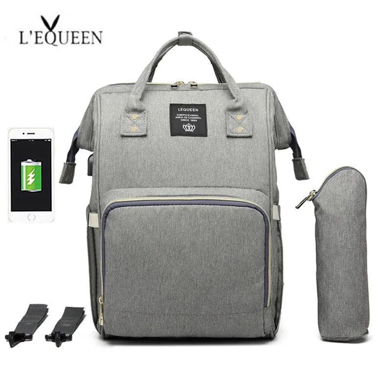 LEQUEEN USB Детская сумка для подгузников, мам подгузник для беременных сумка Mama дорожный Рюкзак Сумка водонепроницаемая детская пеленка сумка для детской коляски уход за ребенком