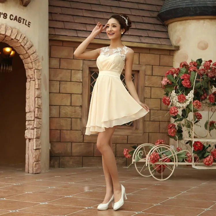 

Brand New Short Evening Dresses with Appliques Elegant A-Line Bride Gown Ball Prom Party Homecoming/Graduation Formal Dress