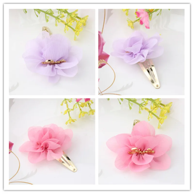 M New Chiffon Flower Smile Letter Hairpins Baby Children Hair Accessories Girls Fresh Color Clip | Детская одежда и обувь