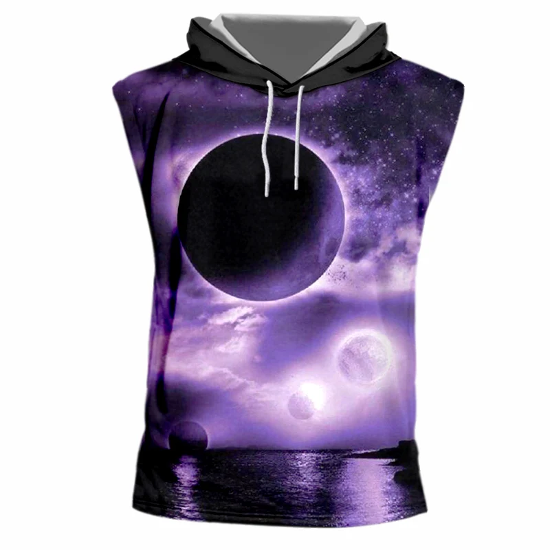 Мужская кофта с капюшоном UJWI черная майка в стиле хип хоп принтом без рукавов