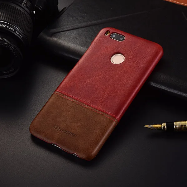 Для Xiaomi Mi A1 чехол Xiaomi Mi A1 Чехол класса люкс Genune кожаный жесткий противоударные телефонные чехлы на заднюю панель 5,5" - Цвет: Красный