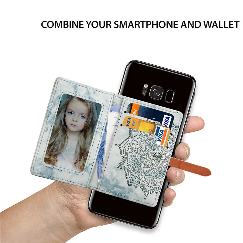 Универсальный кожаный держатель для карт наклейка iPhone Samsung Xiaomi Huawei Moto телефон