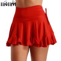 iiniim womens pole dance skirt rumba sexy mini clubwear high waist costume dance skirt femme evening parties dancewear