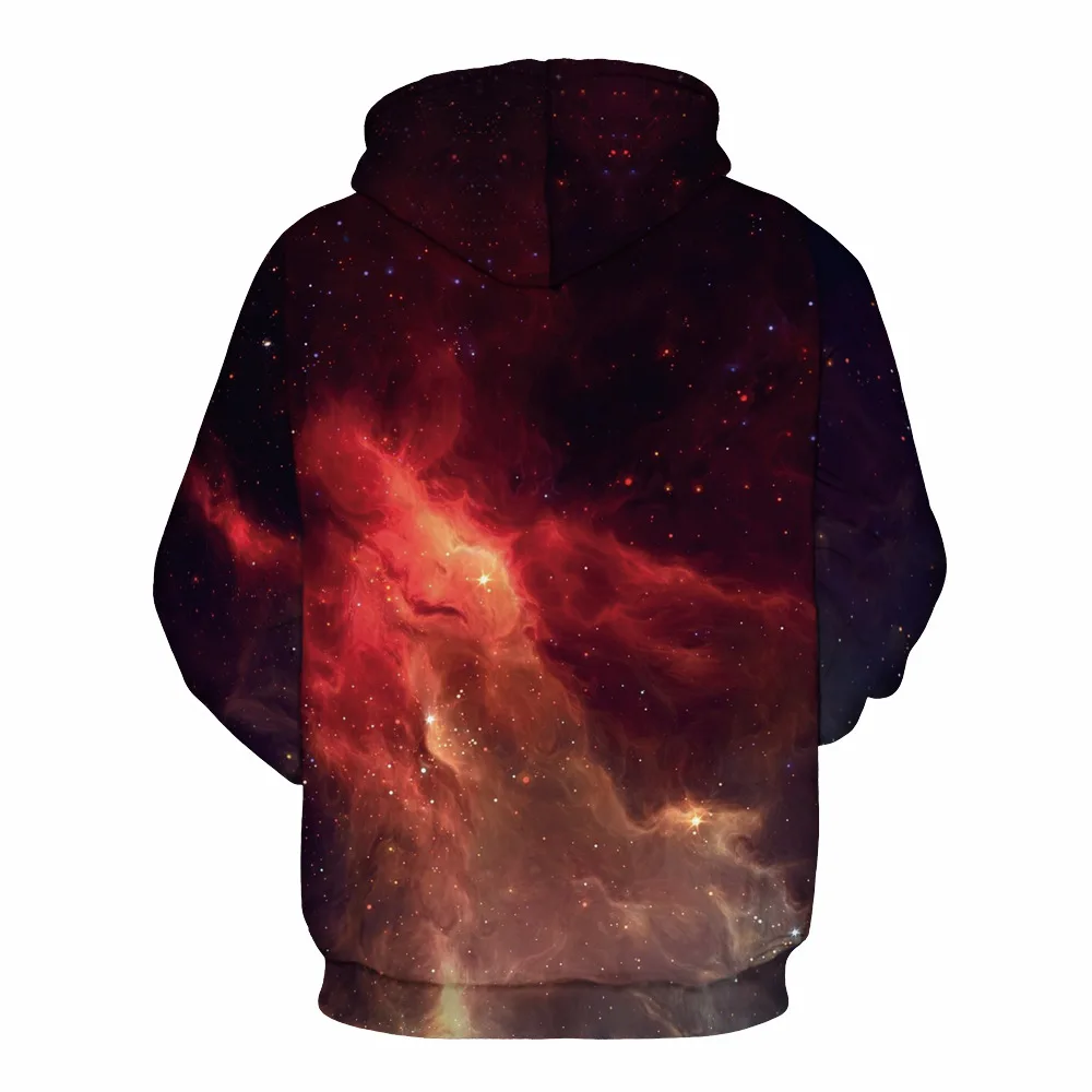 Мода 2017 г. Для мужчин 3D Толстовки Толстовка Красный Galaxy принт oversize-худи с длинным