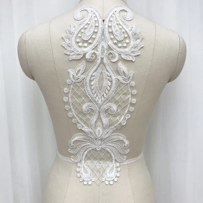 2 5 шт большая вышитая кружевная аппликация ткань цвета слоновой кости для