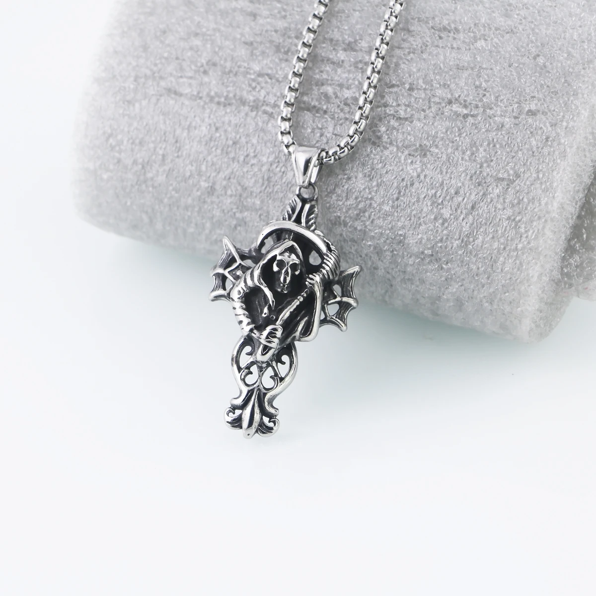 Мужское готическое ожерелье с черепом AMGJ винтажное подвеской в стиле хип хоп