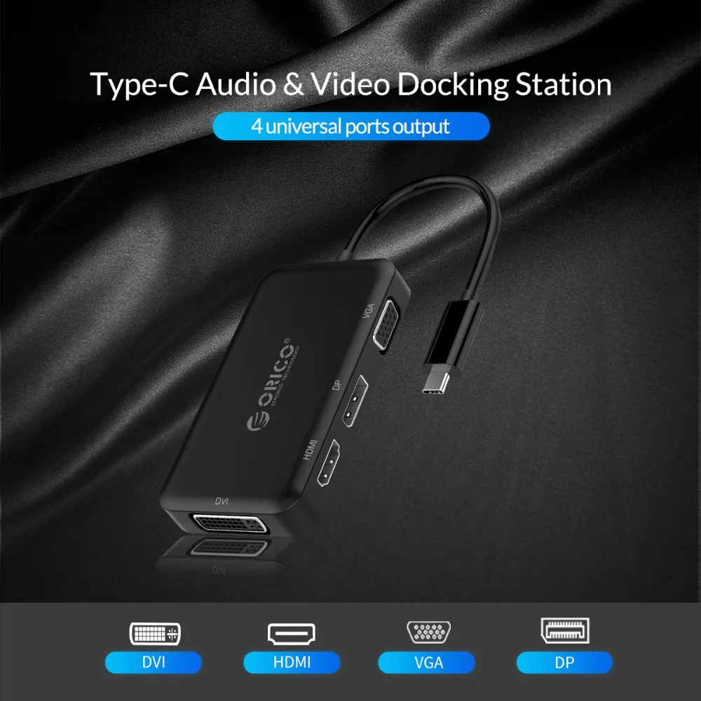 Usb концентратор ORICO Type C к HDMI VGA DP DVI адаптер для MacBook Samsung Galaxy S9 Huawei Mate 20 P20 Pro USB 3