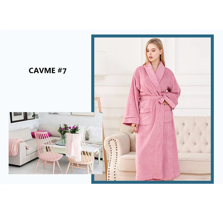 CAVME 7 CAVME махровое Кимоно размера плюс, хлопковый халат для отеля для женщин и мужчин, длинные халаты для женщин, Мужская одежда для сна, одежда для сна - Цвет: CAVME 7