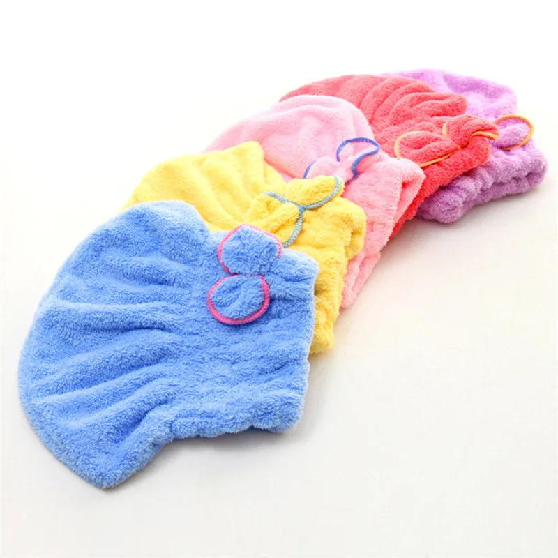 Милое женское полотенце для волос из микрофибры однотонная быстросохнущая