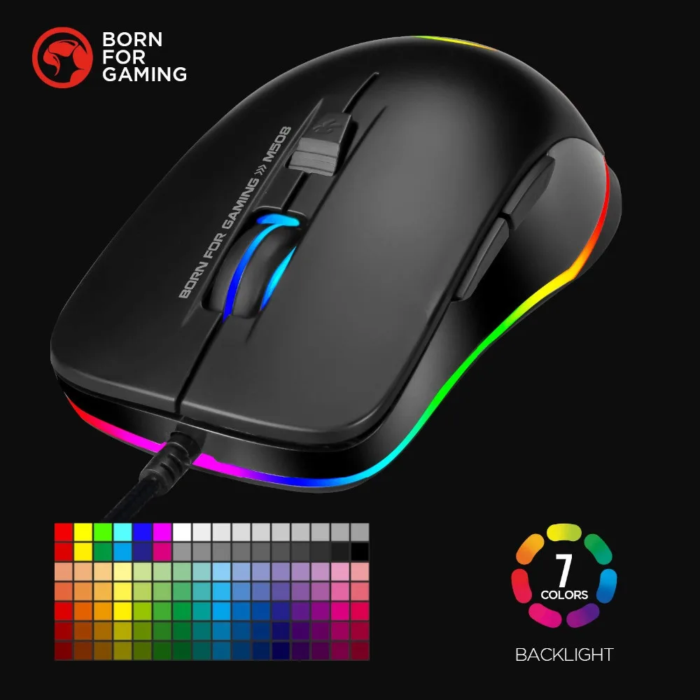 Игровая мышь MARVO M508, проводная мышь с радужной подсветкой, регулируемые оптические эргономичные usb-мыши для ПК/ноутбуков/компьютеров