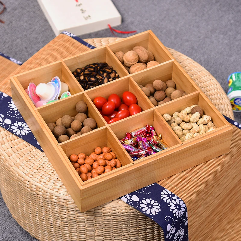 Коробка для фруктов и конфет в японском стиле с крышкой бамбуковый поднос