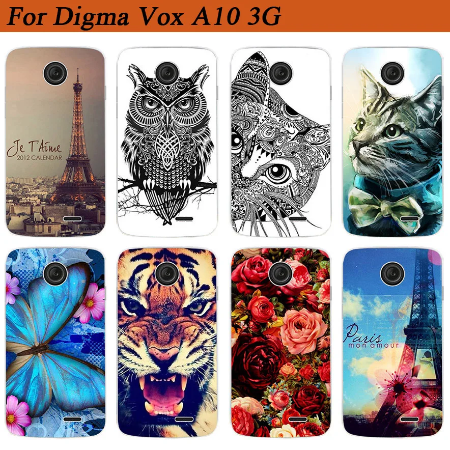 Чехол для Digma Vox A10 3G мягкий чехол из ТПУ с рисунком 4 2 дюйма цветной тигр филин Роза