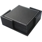 Набор из 6 предметов, квадратная подставка из искусственной кожи для автомобиля, подставка для чайной чашки, коврик, подушка для напитков, столовая посуда, деревянная подставка