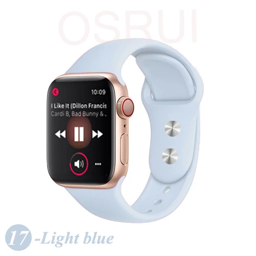 Ремешок для Apple watch группа спорта силикона Корреа 4 44 мм 40 мм iwatch 4 3 2 42mm 38 мм браслет pulseira aple часы 4 аксессуары - Цвет ремешка: 17-Light blue