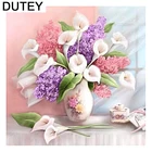 Алмазная картина DUTEY 5d сделай сам, полноразмернаякруглая вышивка Калла, цветок лилии, 3d-вышивка крестиком, мозаика, декоративный подарок