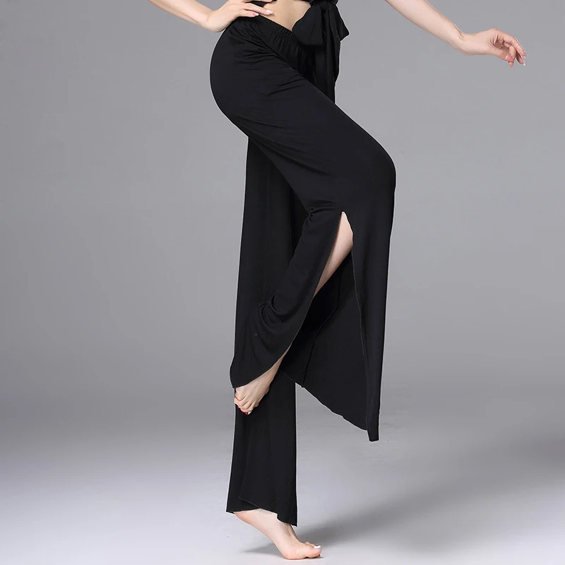 Одежда для танца живота из модала женские брюки клеш с разрезом сбоку|Танец
