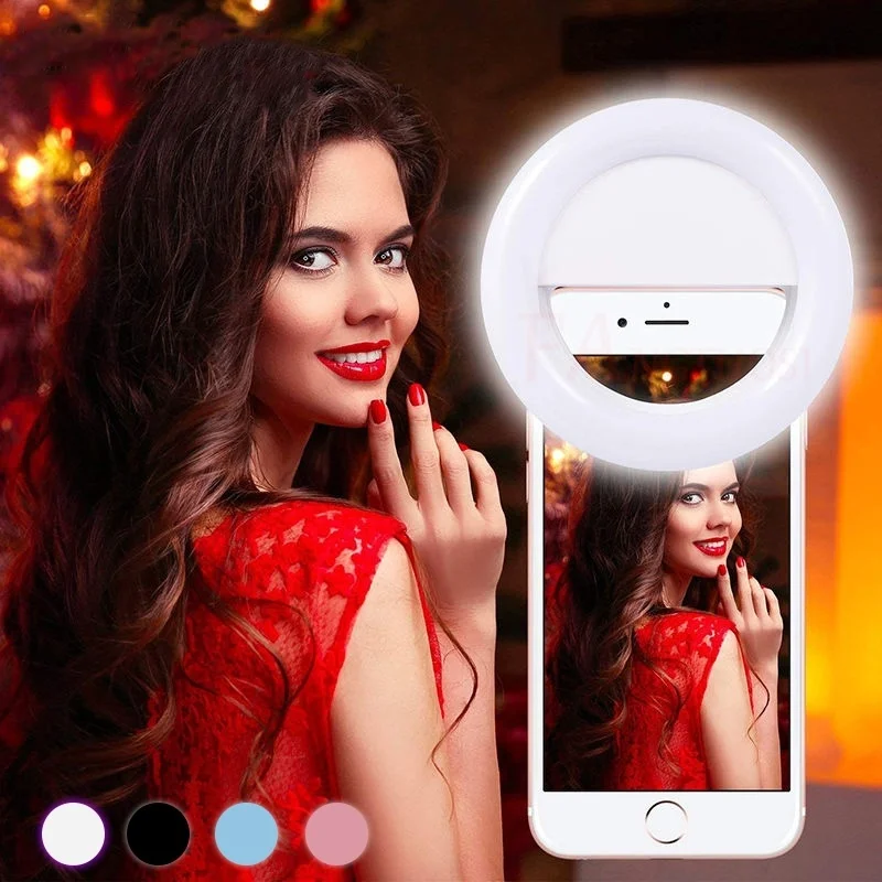 Universal Round Selfie Ring Light Licht For Camera Photography Case selfie iPhone/Samsung/Huawei Accessories Battery power |