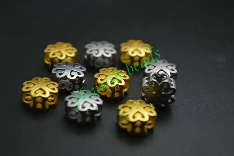 

10mm Howllow Out Flower Auspicious Clouds Design Square Shape Metal Spacer Loose Beads Jewelry Findings